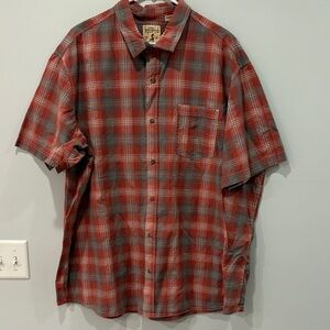 RedHead Men's Casual Red and Gray Plaid Shirt